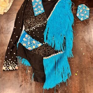 Black and Blue Fringe Dance Costume